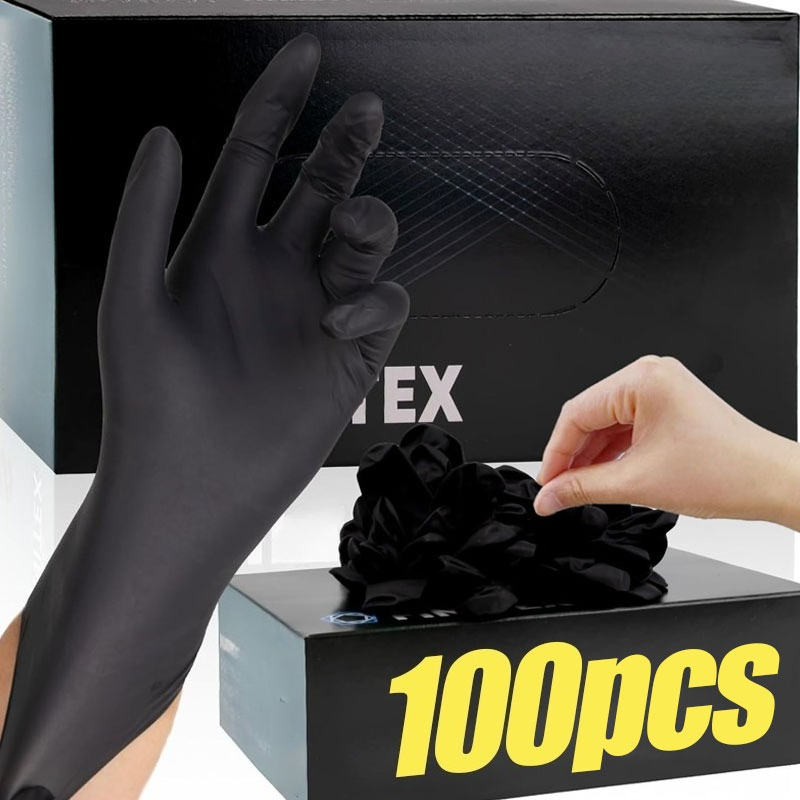 Latex Disposable Glove - Siyah Tek Kullanımlık Eldivenler Unisex Kalın